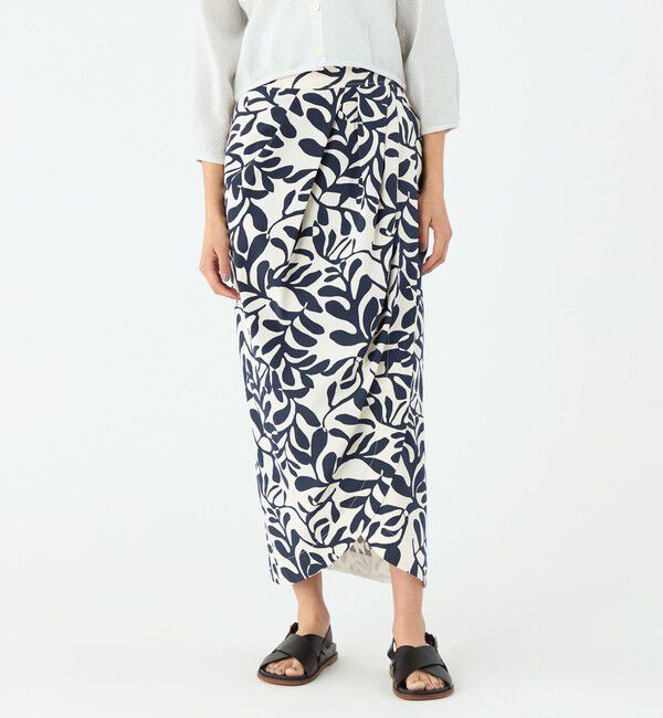 MACPHEE「ボタニカルプリント アシンメトリータックスカート」|スカート|
