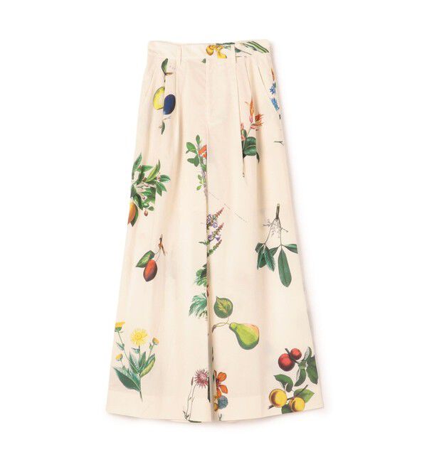 CABaN「CABaN コットン Green Showerプリント 2タックワイドパンツ」|チノ|12 ホワイト系