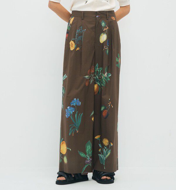 CABaN「CABaN コットン Green Showerプリント 2タックワイドパンツ」|チノ|