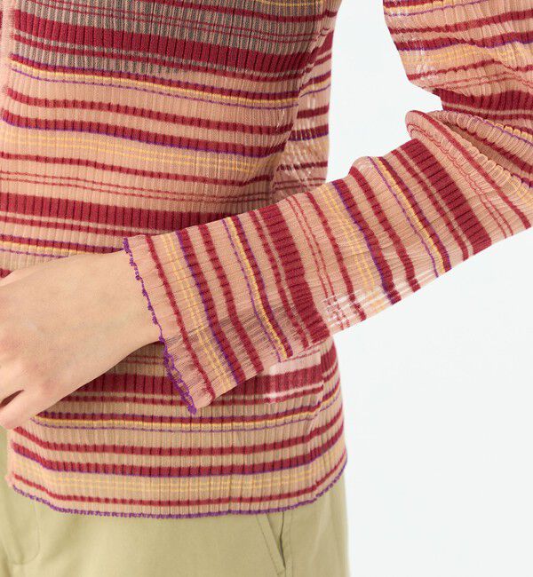 MACPHEE「シアーボーダー クルーネックカーディガン」|カーディガン|