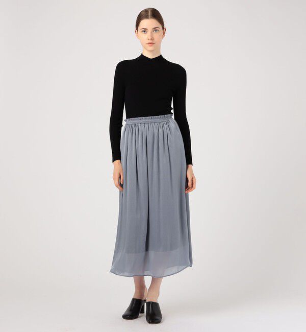 Ballsey「スパークルサテン ギャザースカート」|フレア|