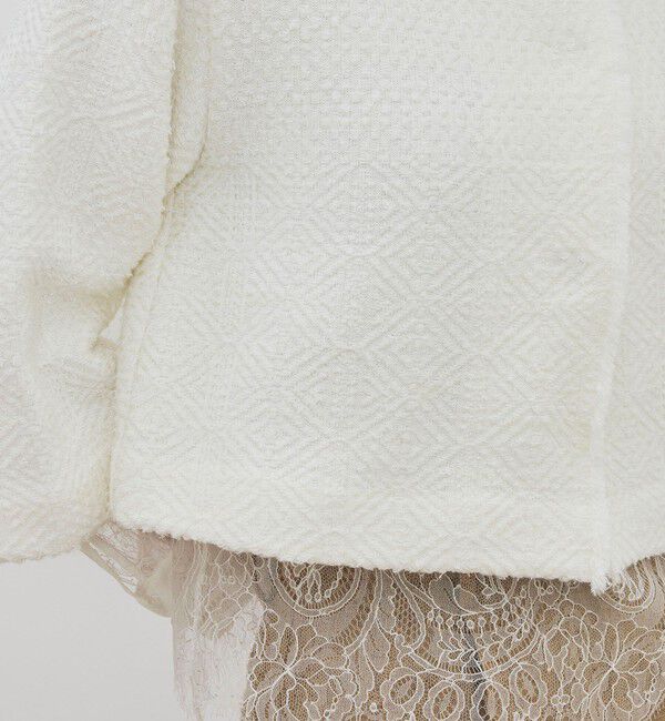 DES PRES「インレイパターン クロップドニットジャケット」|ノーカラージャケット|