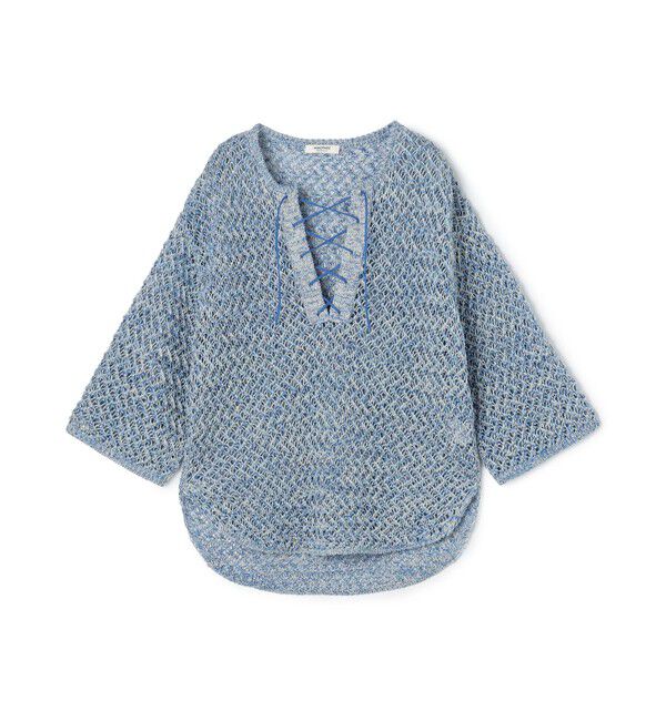 MACPHEE「ギマメッシュ レースアッププルオーバー」|ニット・セーター|64 ブルー系