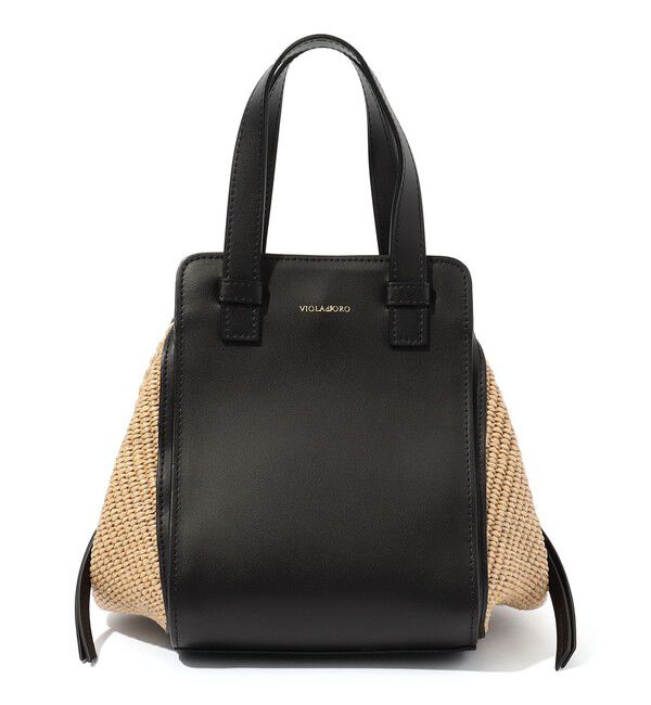 TOMORROWLAND GOODS「VIOLAd'ORO SANDRO ラフィア レザーコンビ ハンドバッグ」|ハンドバッグ|18 ブラック系