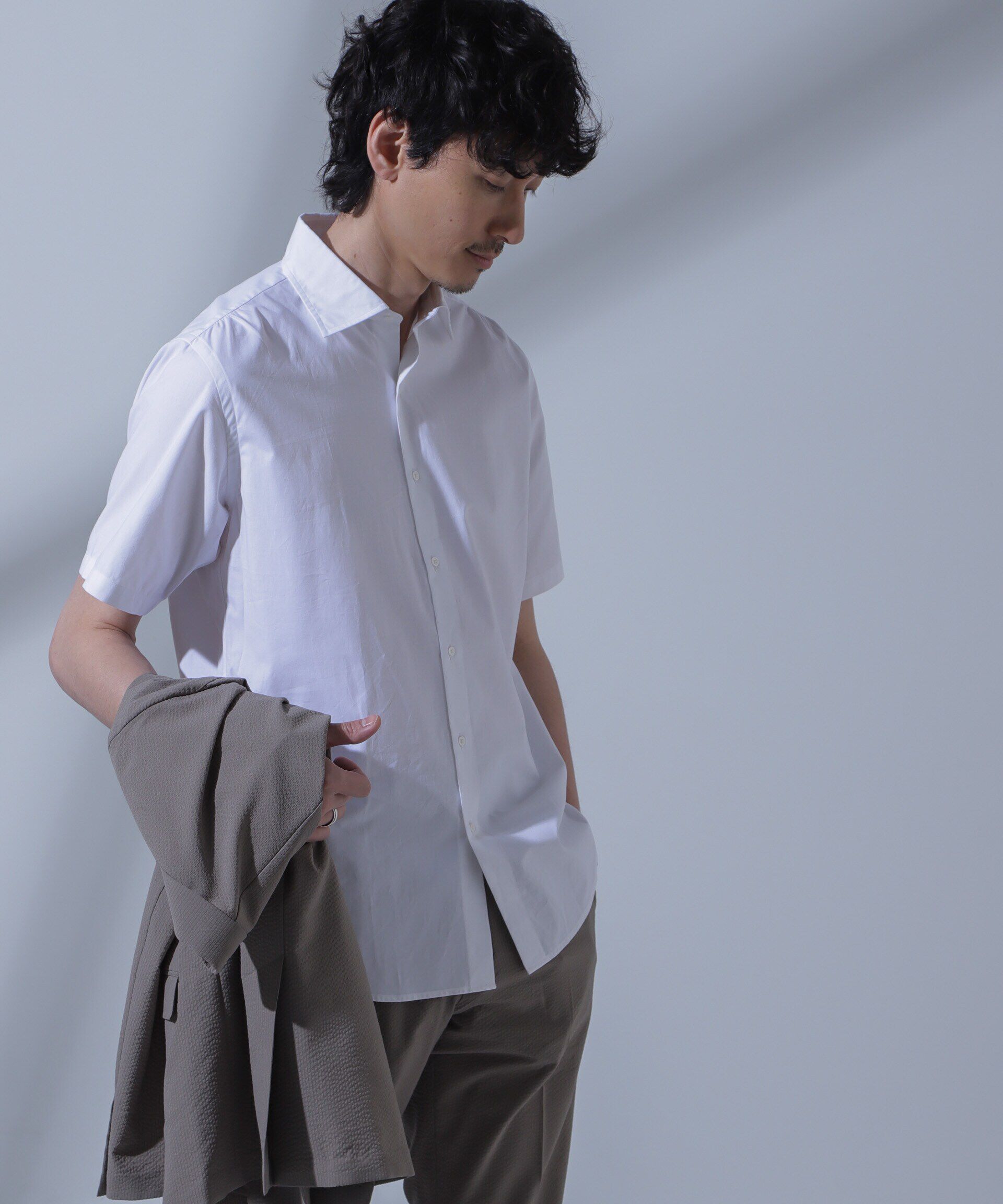 nano･universe「「N SHIRTS」AntiSoaked(R)汗染み防止セミワイドカラーシャツ半袖」|シャツ・ブラウス|