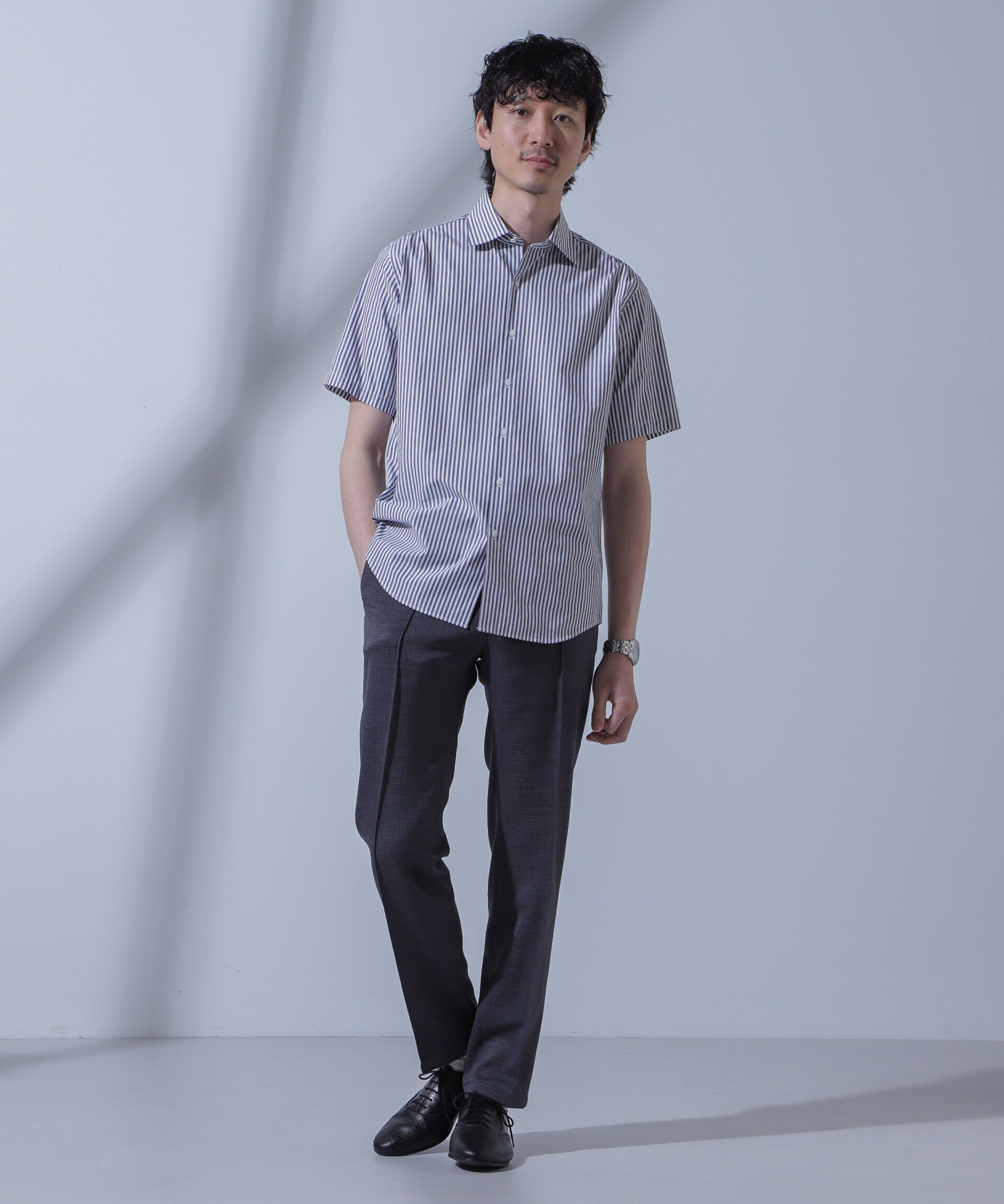 nano･universe「「N SHIRTS」AntiSoaked(R)汗染み防止セミワイドカラーシャツ半袖」|シャツ・ブラウス|