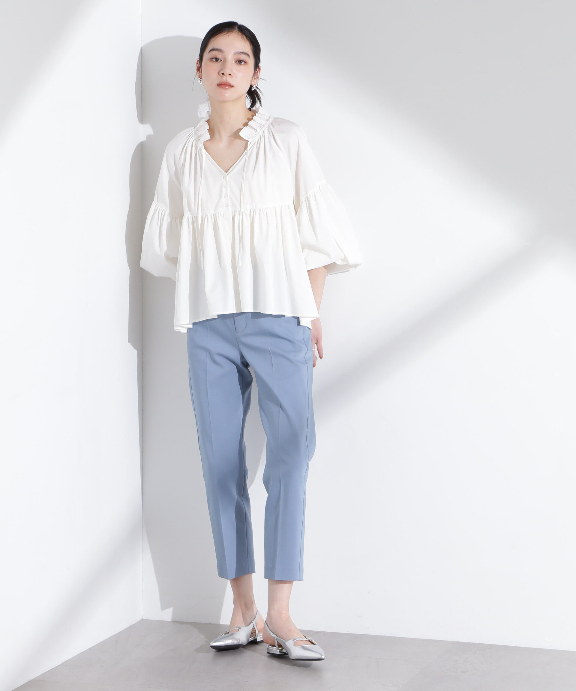 nano･universe「センタープレススリムパンツ」|チノ|