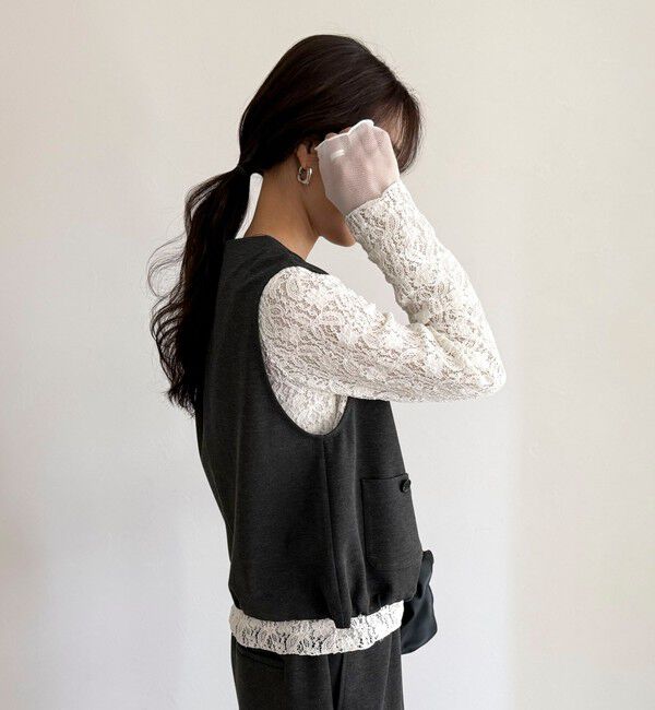 fredy emue「チュールレイヤードレースロンTシャツ」|Tシャツ・カットソー|