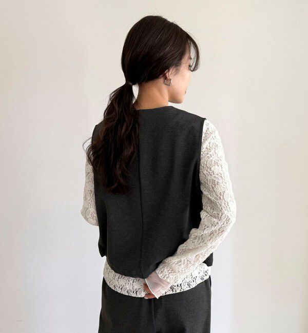 fredy emue「チュールレイヤードレースロンTシャツ」|Tシャツ・カットソー|