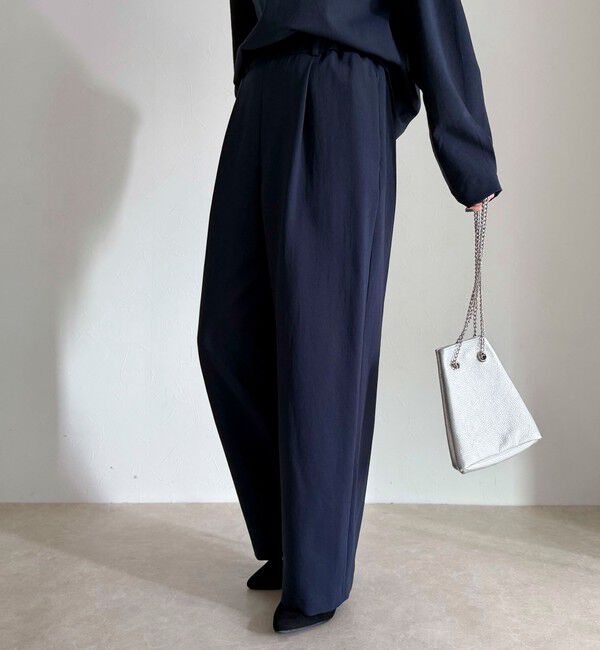 fredy emue「【セットアップ対応】パウダリーツイルイージーセミワイドパンツ」|チノ|