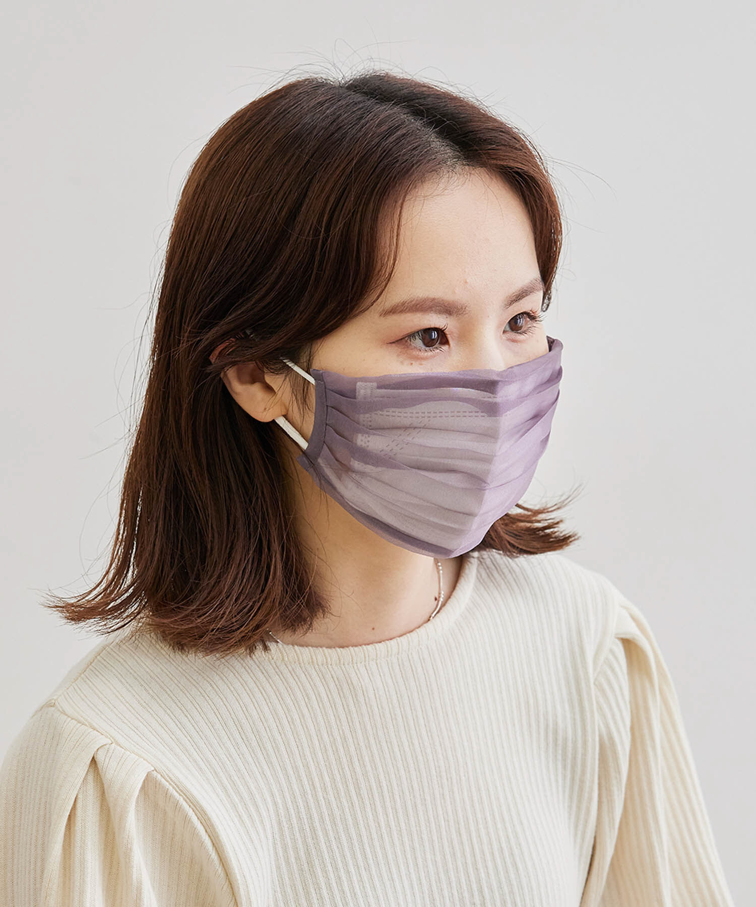 ROPE PICNIC PASSAGE「【WEAR MASK】きせかえマスク オーガンジープリーツマスクカバー」|その他|ラベンダー系(53)