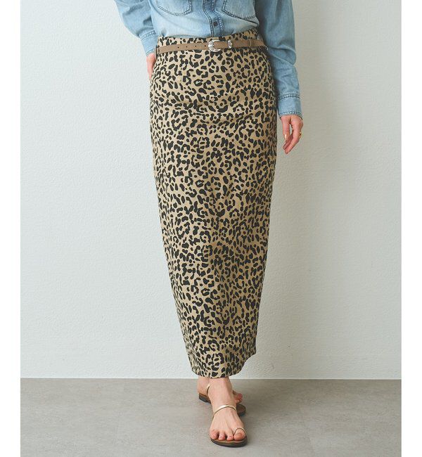  「リネンレオパードスカート」|スカート|