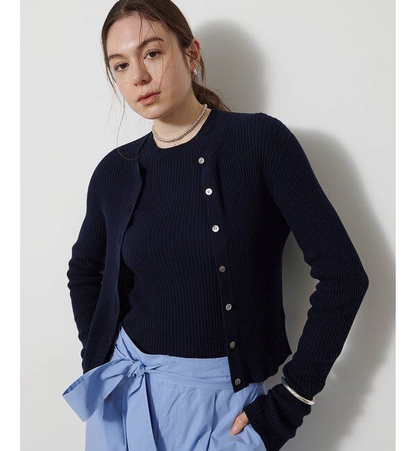  「ホールガーメントRIBカーディガン」|ニット・セーター|ネイビー