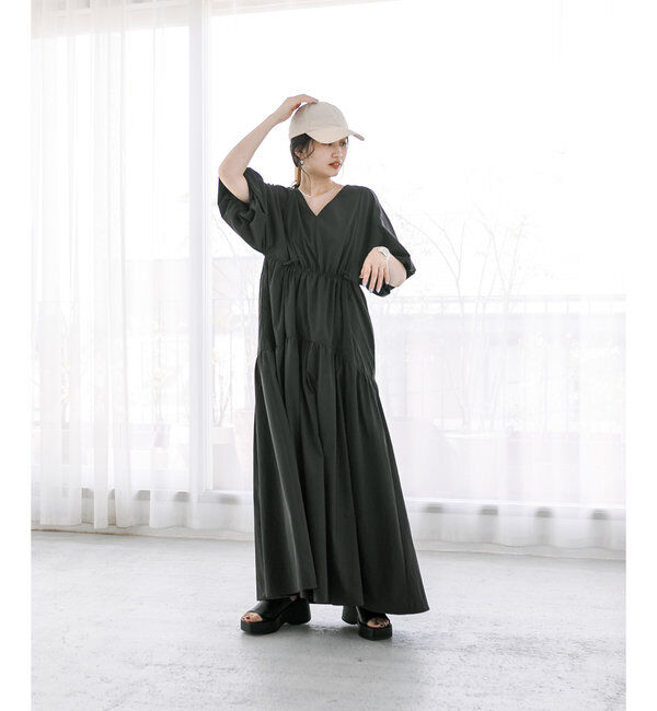  「【3サイズ展開】ドロストギャザーワンピース」|ワンピース|