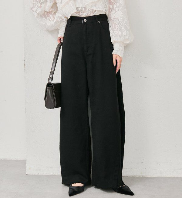  「クラッシュカーブパンツ」|デニム|ブラック