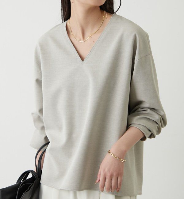  「ダブルクロスVブラウス」|シャツ・ブラウス|ベージュ