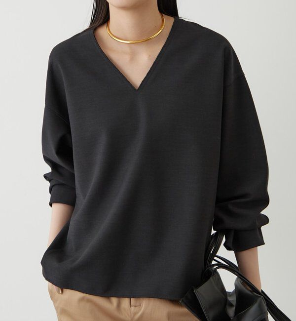  「ダブルクロスVブラウス」|シャツ・ブラウス|ブラック