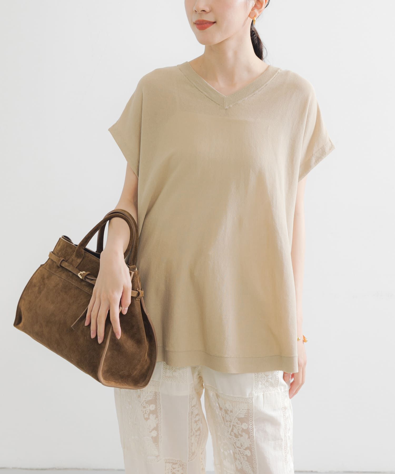 URBAN RESEARCH「『UVカット』2WAYフレンチスリーブニット」|ニット・セーター|ベージュ