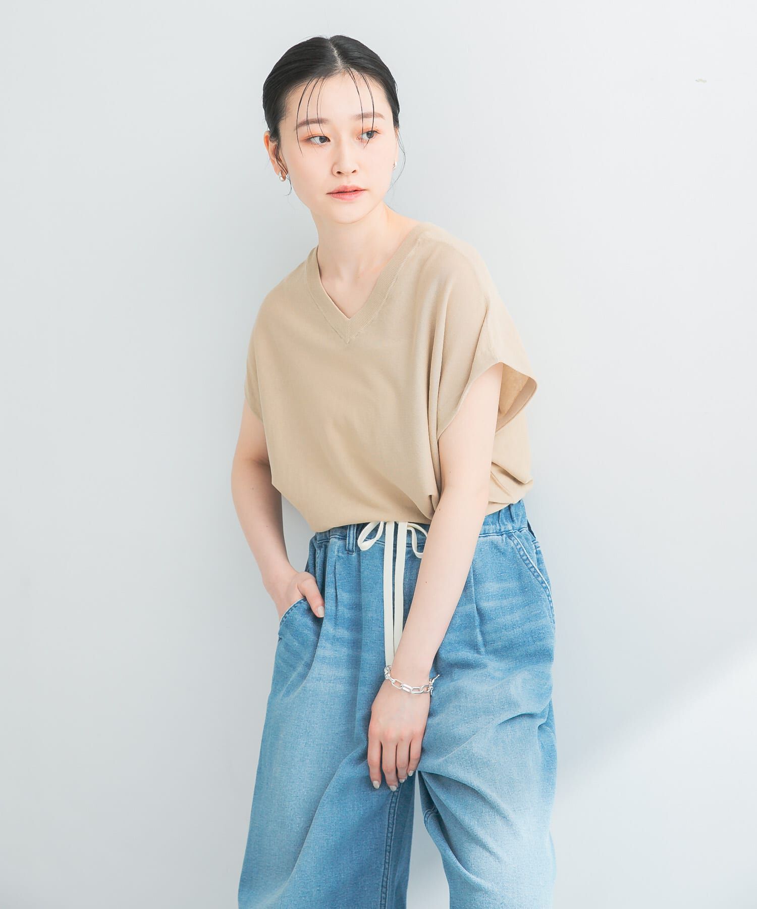 URBAN RESEARCH「『UVカット』2WAYフレンチスリーブニット」|ニット・セーター|