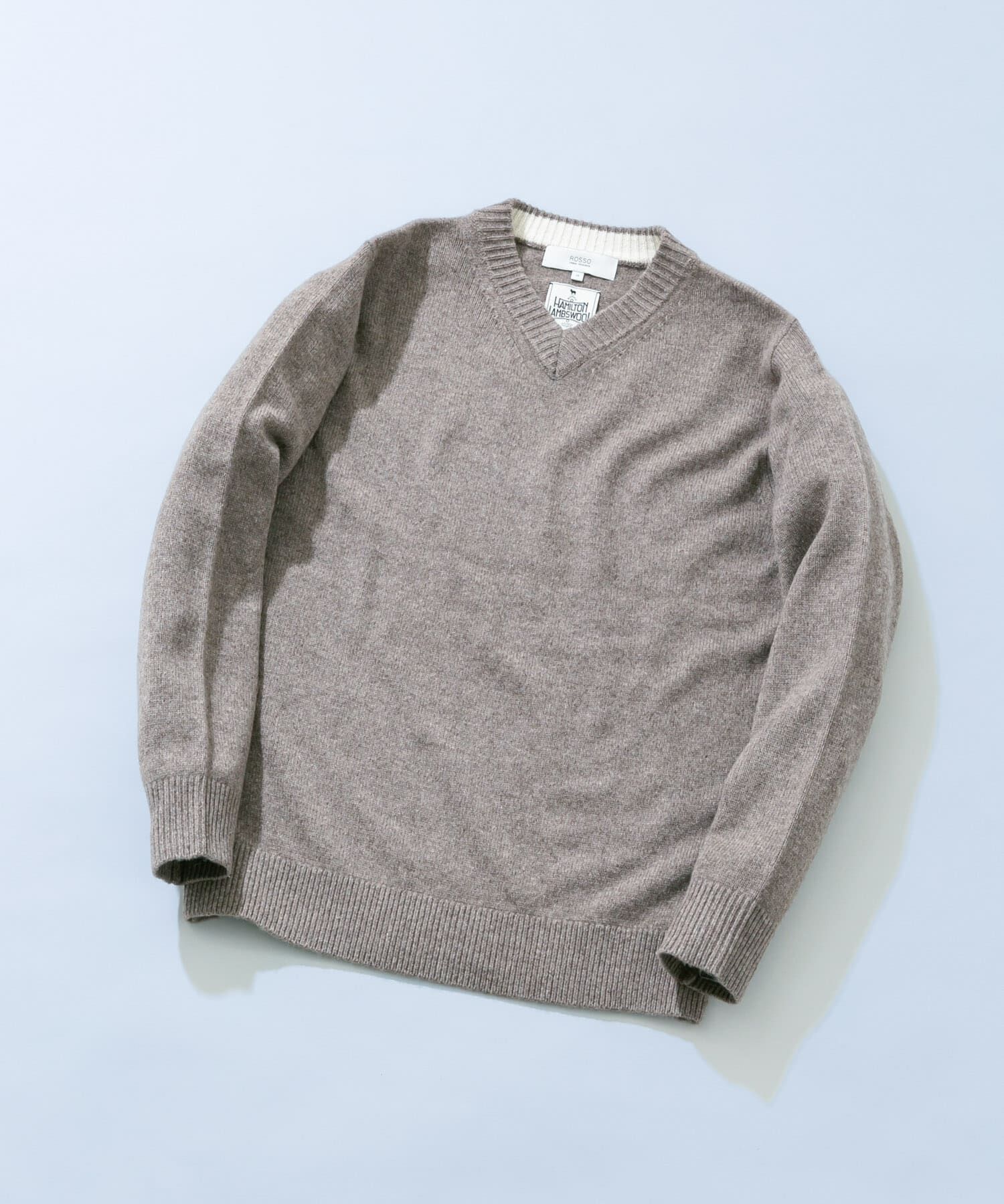 URBAN RESEARCH ROSSO「『XLサイズあり』ハミルトンラムズウールVネックニット」|ニット・セーター|ベージュ系その他