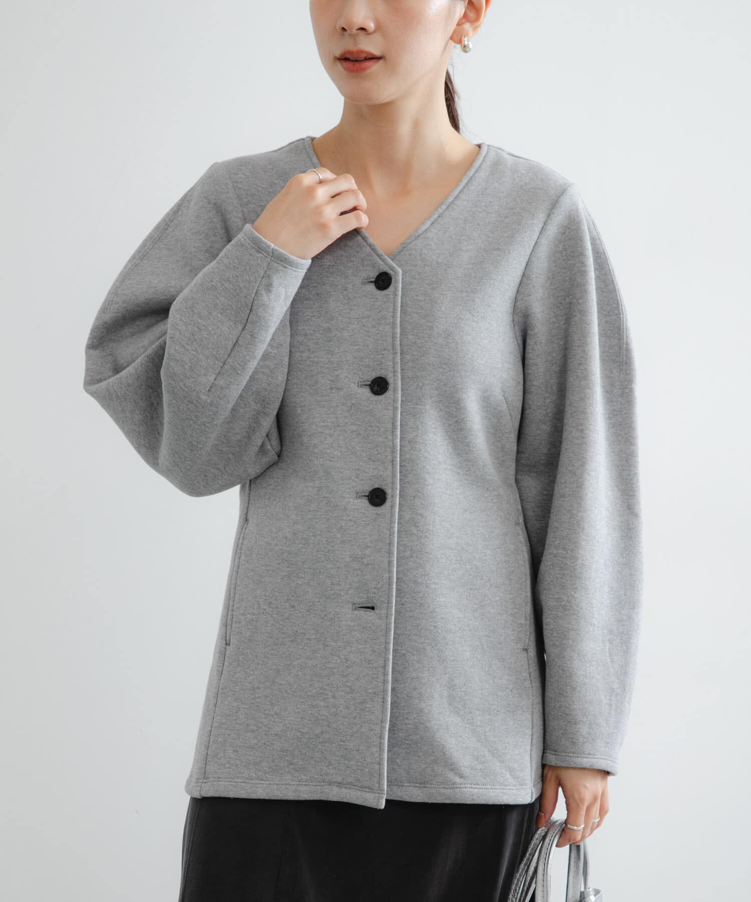 URBAN RESEARCH「ボリュームスリーブ裏起毛カーディガン」|カーディガン|グレー