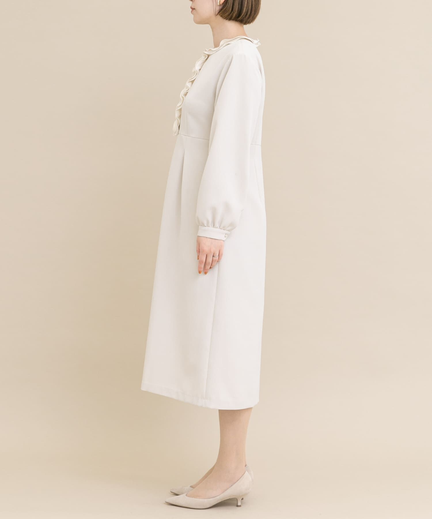 URBAN RESEARCH ROSSO「『WEB/一部店舗限定』フリルカラーウエストマークワンピース」|ワンピース|