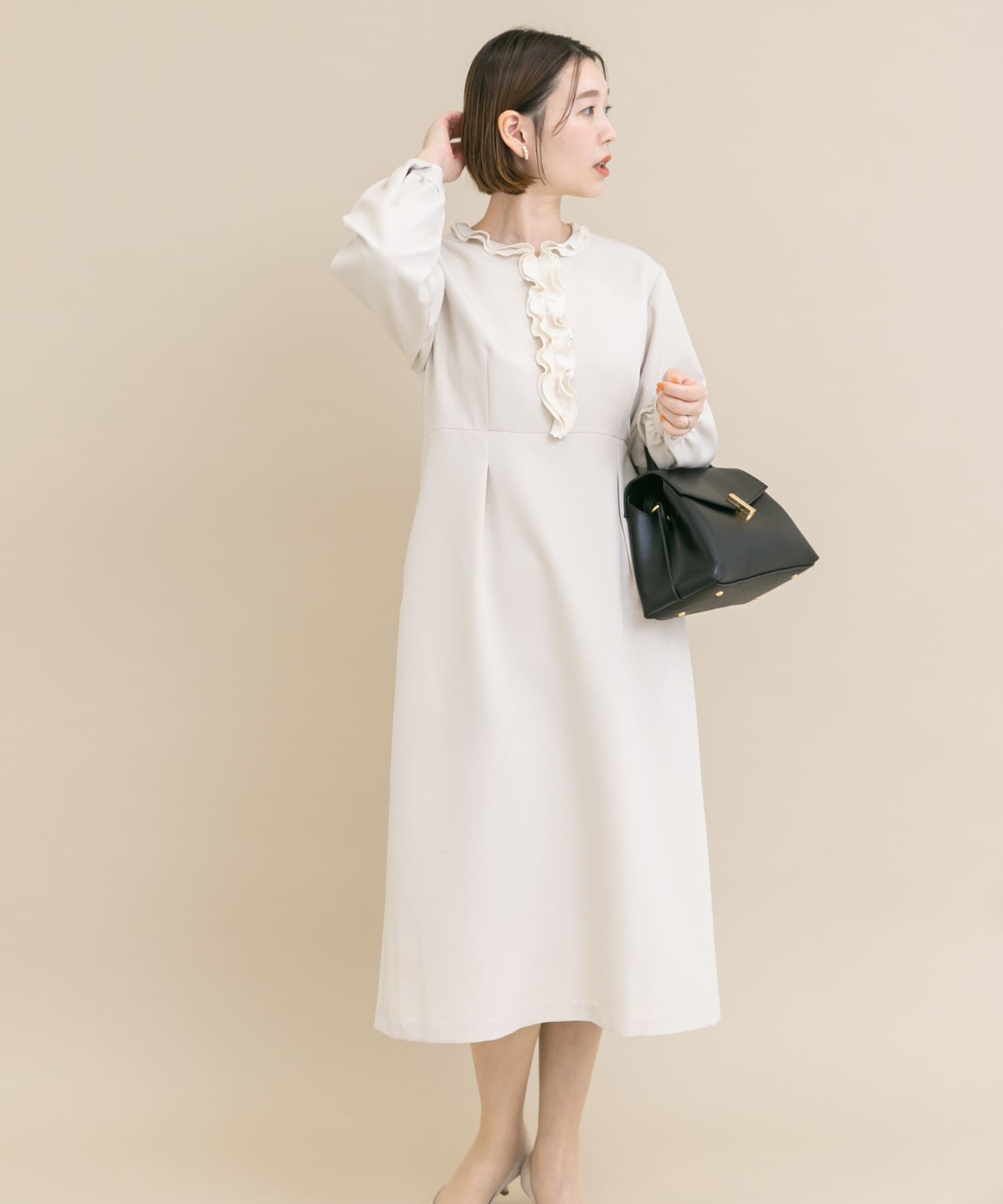 URBAN RESEARCH ROSSO「『WEB/一部店舗限定』フリルカラーウエストマークワンピース」|ワンピース|