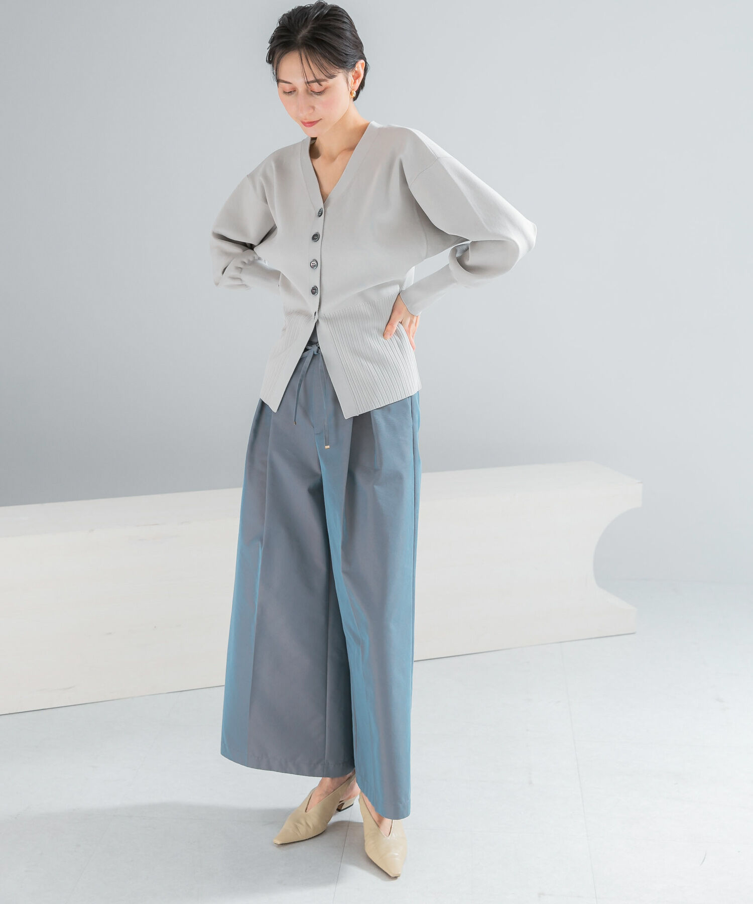 URBAN RESEARCH ROSSO「コットンツイルベルテッドワイドパンツ」|その他|ブルー