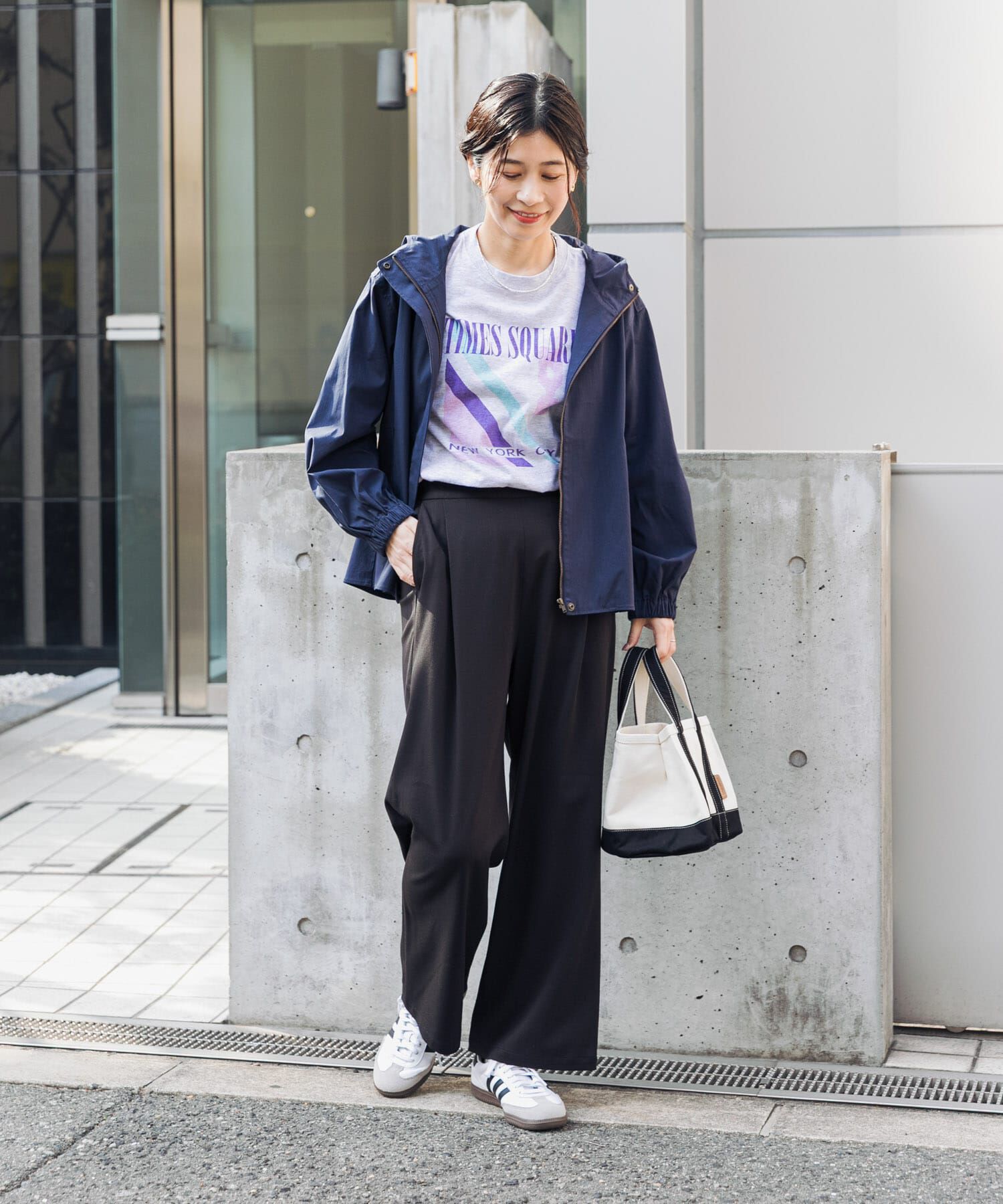 URBAN RESEARCH DOORS「撥水バックギャザーフードジャケット」|ノーカラーコート|