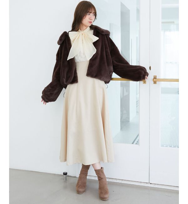  「ジップデザインファーブルゾン」|ブルゾン・スタジャン|ブラウン