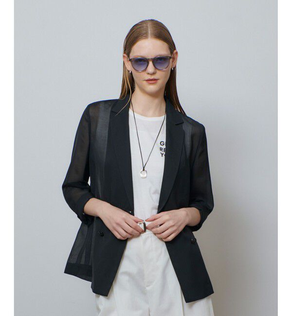 allureville「ワルツシアーオーガンジャケット」|その他|ブラック