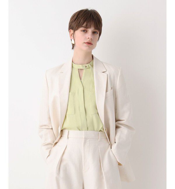 allureville「シャークスキンシングルオーバージャケット」|テーラードジャケット|オフホワイト