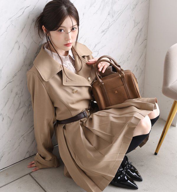  「【SMサイズ展開あり】ウエストベルトプリーツミニトレンチ」|その他|