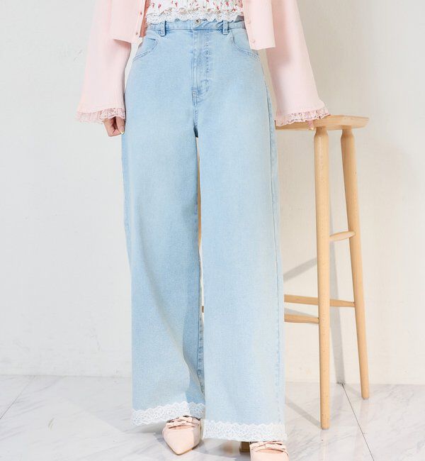  「【ウエスト調整可】レースポケットワイドデニム/SMサイズ展開あり」|その他|