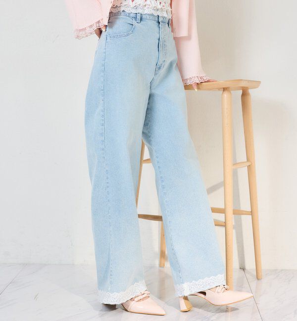 「【ウエスト調整可】レースポケットワイドデニム/SMサイズ展開あり」|その他|
