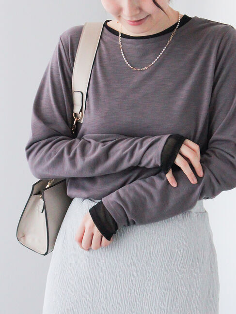 Te chichi TERRASSE「レイヤードセットロングTシャツ《2025spring catalog item》」|Tシャツ・カットソー|チャコールグレー