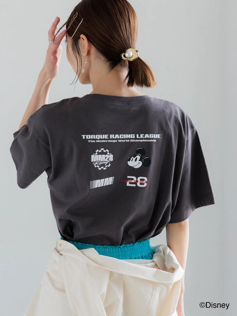 Te chichi「【Disney】MICKEY/ロゴプリントTシャツ」|Tシャツ・カットソー|チャコールグレー