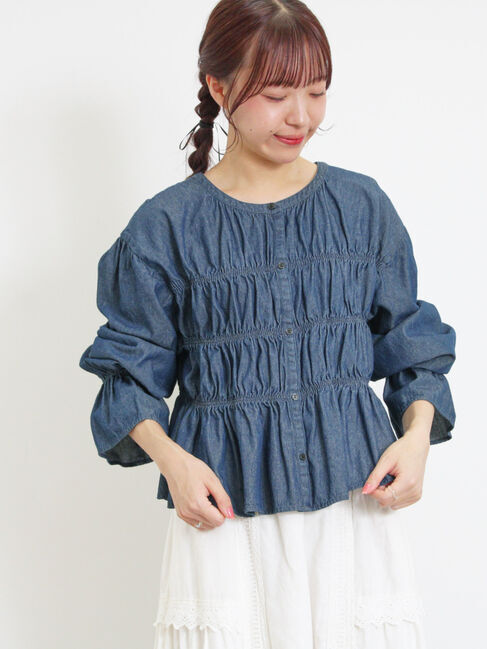 Samansa Mos2「デニム/ツイルシャーリングブラウス」|シャツ・ブラウス|