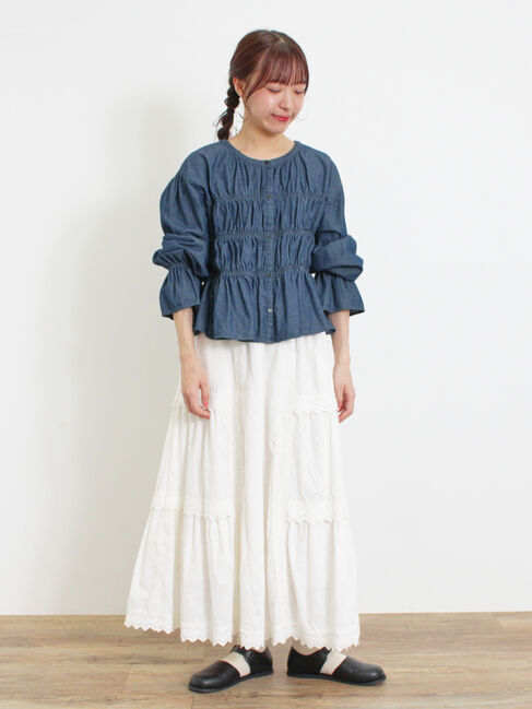 Samansa Mos2「デニム/ツイルシャーリングブラウス」|シャツ・ブラウス|