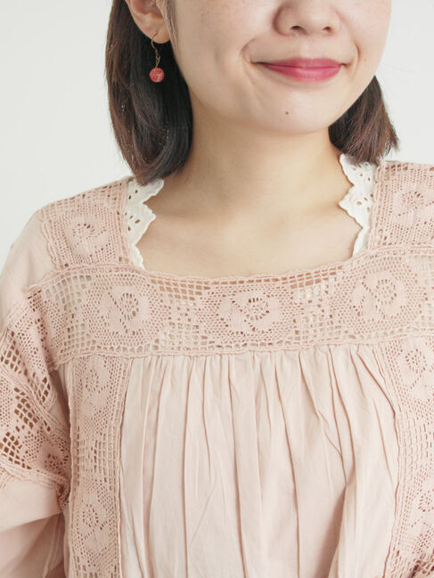 Samansa Mos2「ローズ柄レーススクエアネックワンピース」|ワンピース|