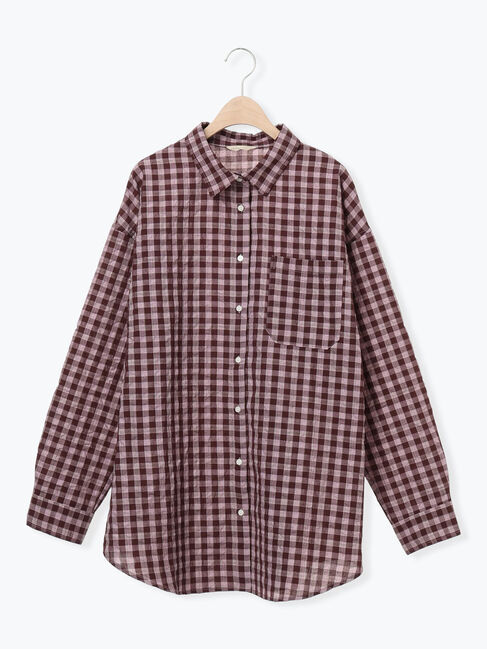 Samansa Mos2「ポコポコチェックオーバーシャツ」|シャツ・ブラウス|ピンク