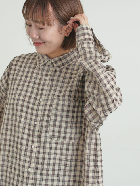 Samansa Mos2「ポコポコチェックオーバーシャツ」|シャツ・ブラウス|