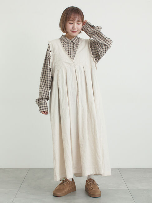 Samansa Mos2「ポコポコチェックオーバーシャツ」|シャツ・ブラウス|