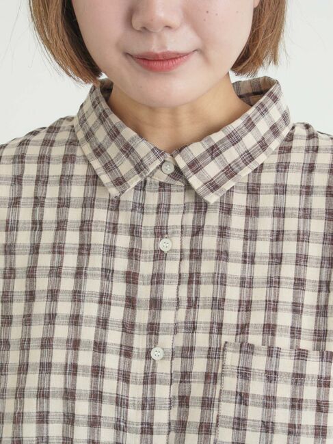 Samansa Mos2「ポコポコチェックオーバーシャツ」|シャツ・ブラウス|