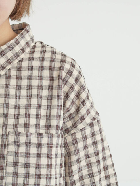 Samansa Mos2「ポコポコチェックオーバーシャツ」|シャツ・ブラウス|