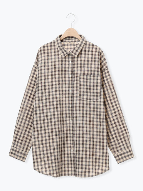 Samansa Mos2「ポコポコチェックオーバーシャツ」|シャツ・ブラウス|