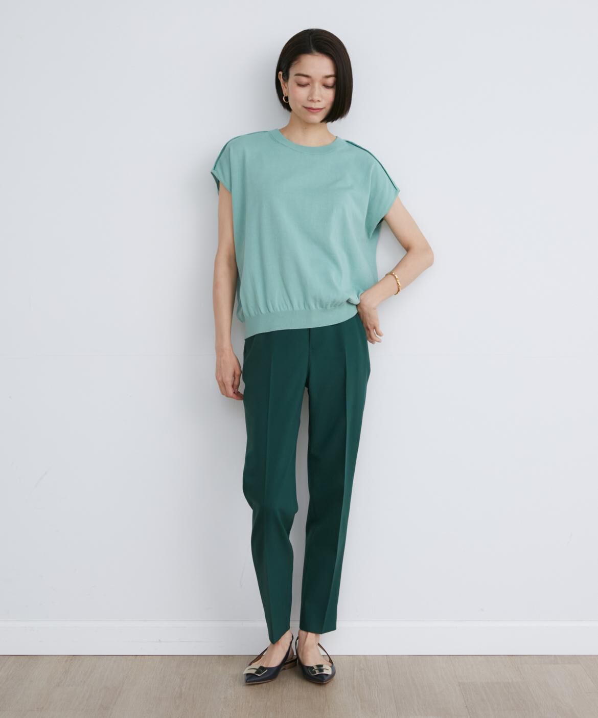 INED「《大きいサイズ》Louise美脚テーパードパンツ」|スラックス|