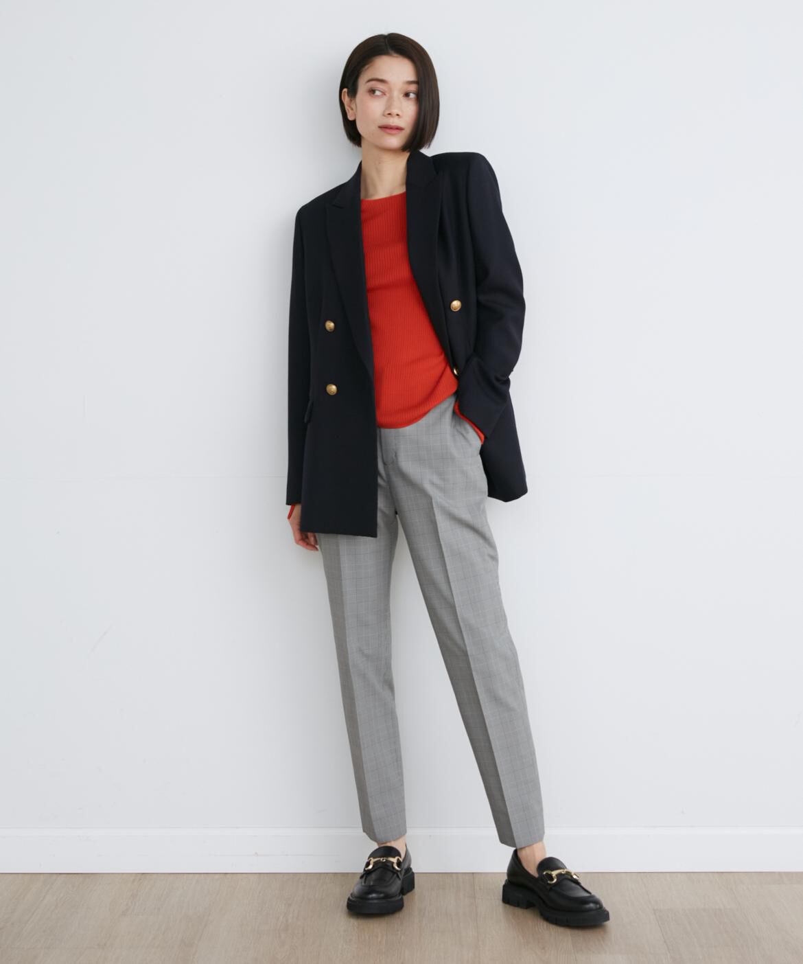 INED「《大きいサイズ》Louise美脚テーパードパンツ」|スラックス|