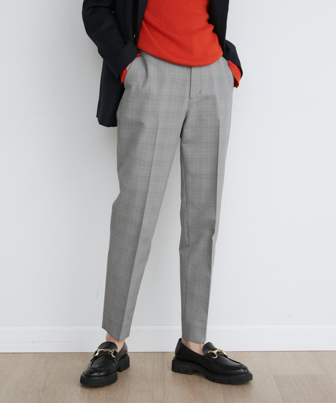 INED「《大きいサイズ》Louise美脚テーパードパンツ」|スラックス|グレンチェッ 5