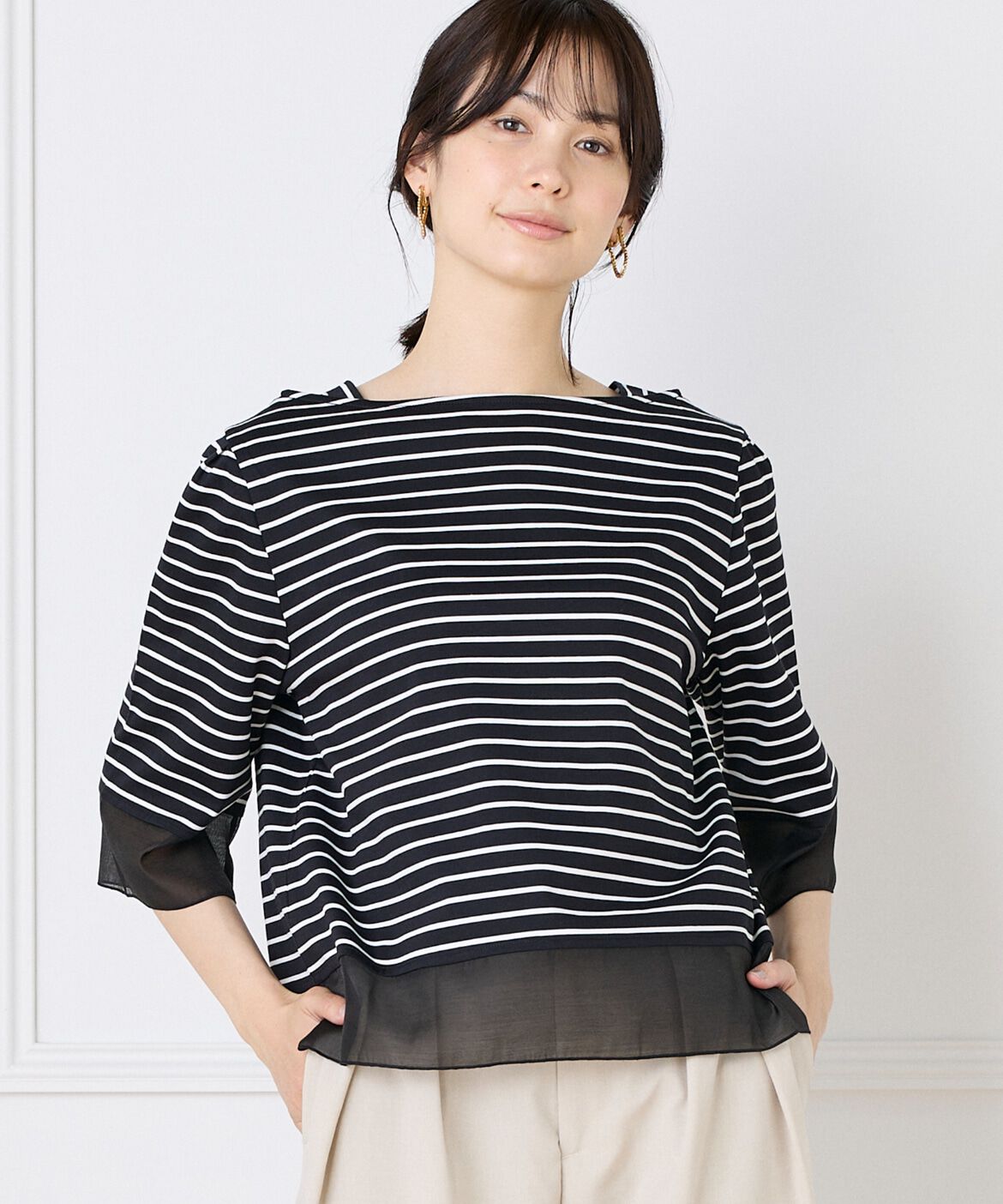 DAY by DAY it&rsquo;s international「シアー切替えプルオーバー」|Tシャツ・カットソー|ブラック